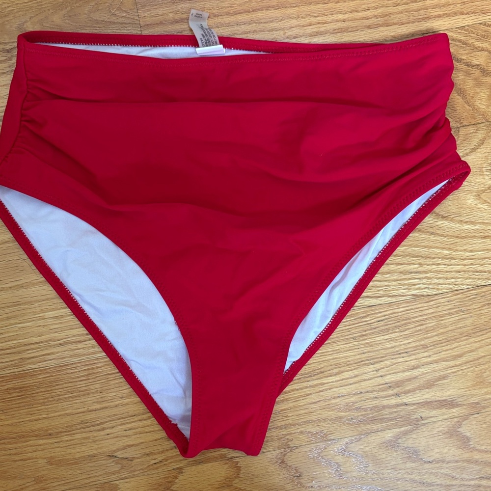 Vibrant Red High-Waisted Bikini Bottom
